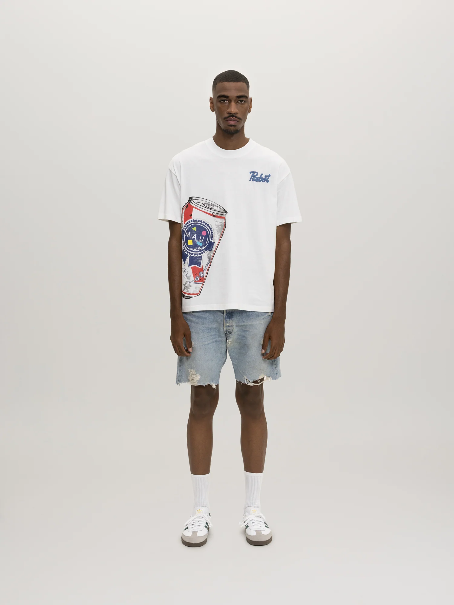 Maui And Sons x Pabst Blue Ribbon Crushed Can Puff Ink T-Shirt - Image 4