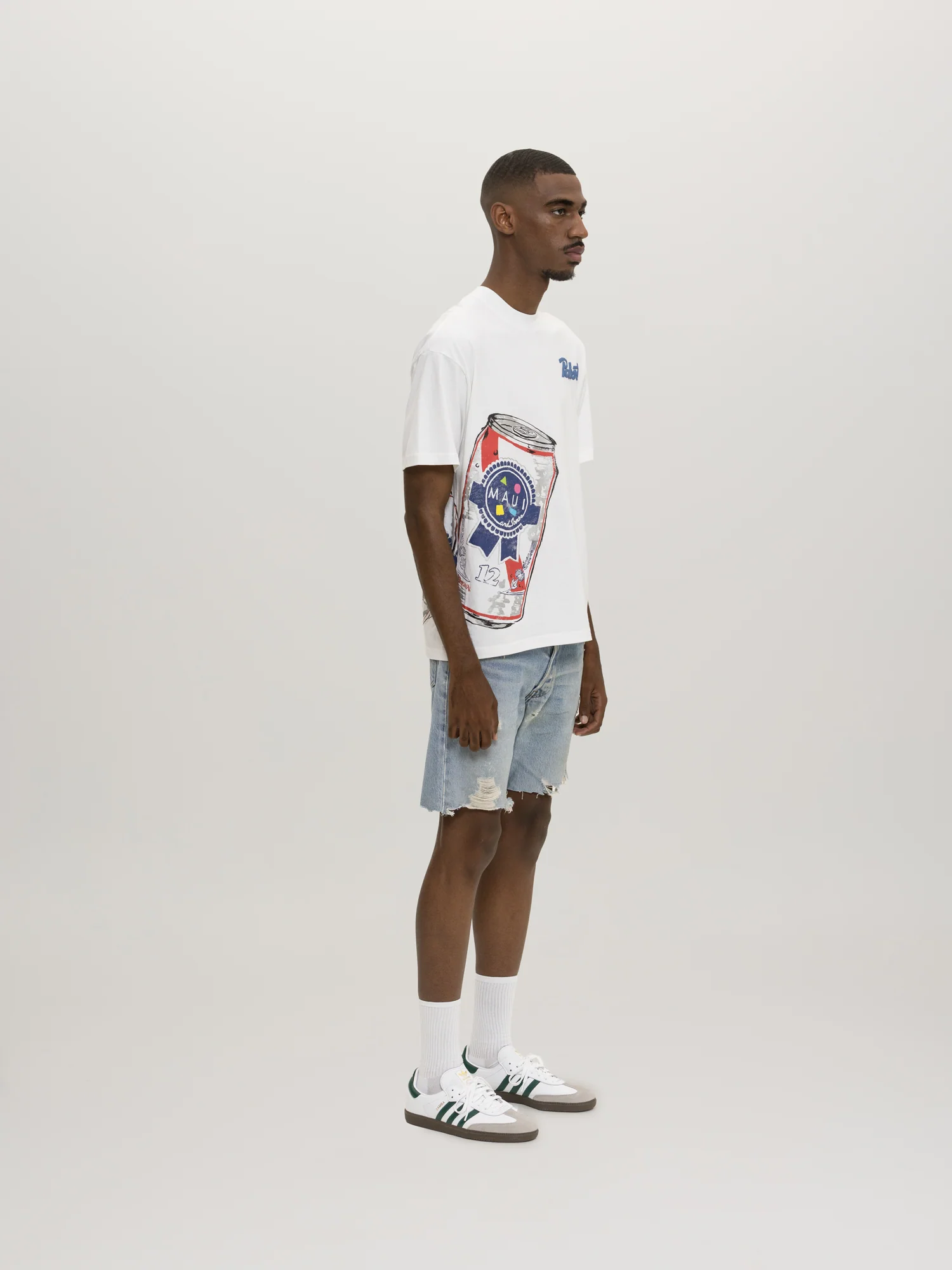 Maui And Sons x Pabst Blue Ribbon Crushed Can Puff Ink T-Shirt - Image 6